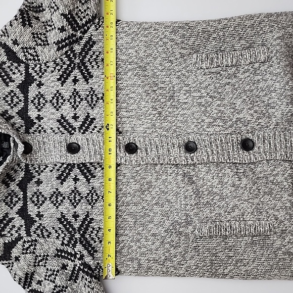 Coupe Men's Wool Blend Knit Button Up Hooded Jacket Beige Black Nordic Sz Large - Picture 12 of 13